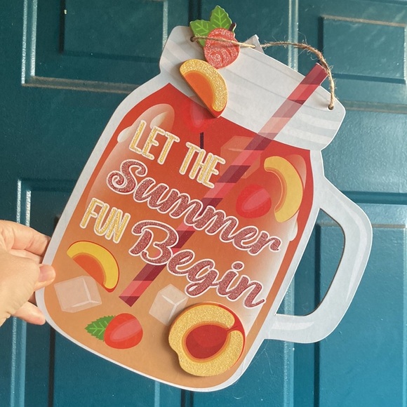 🧡LAST ONE🧡 Let the summer fun begin wall hanging Art Front door mason jar NEW